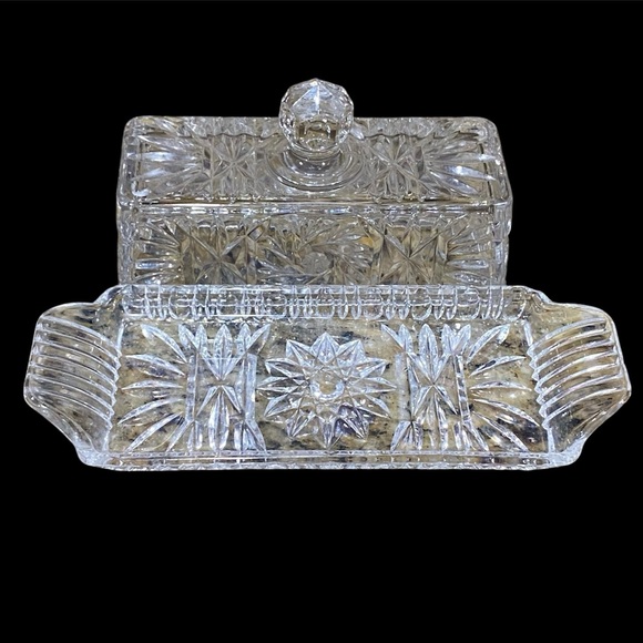 Vintage Crystal Butter Dish / Butter Stick - Picture 2 of 9